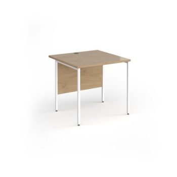 Contract 25 straight desk with white H-Frame leg 800mm x 800mm - Kendal Oak Top - CH8S-WH-KO