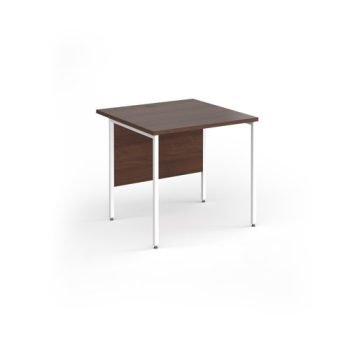 Contract 25 straight desk with white H-Frame leg 800mm x 800mm - Walnut top - CH8S-WH-W