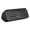 Comet desk top power module 2 x UK sockets USB A&C fast charge - Black - COM-1-K