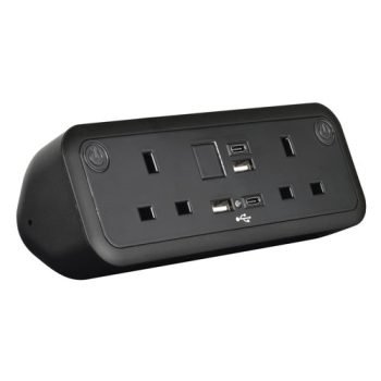 Comet desk top power module 2 x UK sockets USB A&C fast charge - Black - COM-1-K