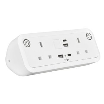 Comet desk top power module 2 x UK sockets USB A&C fast charge - White - COM-1-WH