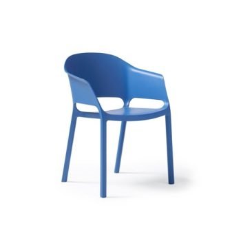 Contra one piece polypropylene chair with integrated arms in blue - CON301-BL
