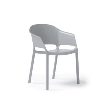 Contra one piece polypropylene chair with integrated arms in pearl grey - CON301-PG
