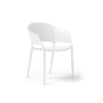 Contra one piece polypropylene chair with integrated arms in white - CON301-WH