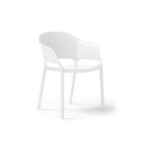 Contra one piece polypropylene chair with integrated arms in white - CON301-WH