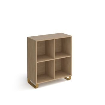 Cairo cube storage unit 950mm high with 4 open boxes and sleigh frame legs - oak - CRCS2-2-KO