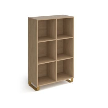 Cairo cube storage unit 1370mm high with 6 open boxes and sleigh frame legs - oak - CRCS3-2-KO