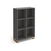 Cairo cube storage unit 1370mm high with 6 open boxes and sleigh frame legs - grey - CRCS3-2-OG