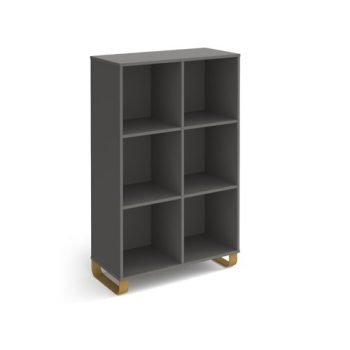 Cairo cube storage unit 1370mm high with 6 open boxes and sleigh frame legs - grey - CRCS3-2-OG