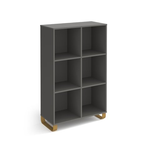 Cairo cube storage unit 1370mm high with 6 open boxes and sleigh frame legs - grey - CRCS3-2-OG