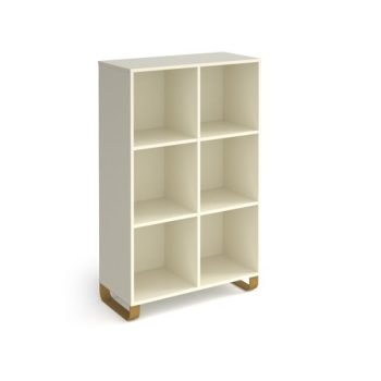 Cairo cube storage unit 1370mm high with 6 open boxes and sleigh frame legs - white - CRCS3-2-WH