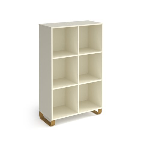 Cairo cube storage unit 1370mm high with 6 open boxes and sleigh frame legs - white - CRCS3-2-WH