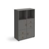 Universal cube storage unit 1295mm high on glides with 2 cupboards and 2 sets of drawers - grey with grey inserts - CUBE-BUNDLE-10-OG-OG