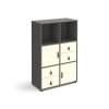 Universal cube storage unit 1295mm high on glides with 2 cupboards and 2 sets of drawers - grey with white inserts - CUBE-BUNDLE-10-OG-WH
