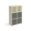 Universal cube storage unit 1295mm high on glides with 2 cupboards and 2 sets of drawers - white with grey inserts - CUBE-BUNDLE-10-WH-OG