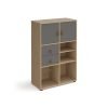 Universal cube storage unit 1295mm high on glides with matching shelf 2 cupboards and drawers - oak with grey inserts - CUBE-BUNDLE-11-KO-OG