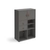 Universal cube storage unit 1295mm high on glides with matching shelf 2 cupboards and drawers - grey with grey inserts - CUBE-BUNDLE-11-OG-OG