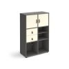 Universal cube storage unit 1295mm high on glides with matching shelf 2 cupboards and drawers - grey with white inserts - CUBE-BUNDLE-11-OG-WH