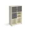 Universal cube storage unit 1295mm high on glides with matching shelf 2 cupboards and drawers - white with grey inserts - CUBE-BUNDLE-11-WH-OG