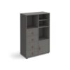 Universal cube storage unit 1295mm high on glides with matching shelf cupboard and 2 sets of drawers - grey with grey inserts - CUBE-BUNDLE-12-OG-OG