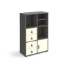 Universal cube storage unit 1295mm high on glides with matching shelf cupboard and 2 sets of drawers - grey with white inserts - CUBE-BUNDLE-12-OG-WH