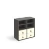Universal cube storage unit 875mm high on glides with 2 matching shelves and 2 sets of drawers - grey with white inserts - CUBE-BUNDLE-3-OG-WH