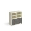 Universal cube storage unit 875mm high on glides with 2 matching shelves and 2 sets of drawers - white with grey inserts - CUBE-BUNDLE-3-WH-OG