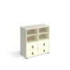 Universal cube storage unit 875mm high on glides with 2 matching shelves and 2 sets of drawers - white with white inserts - CUBE-BUNDLE-3-WH-WH