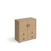 Universal cube storage unit 875mm high on glides with 2 cupboards and 2 sets of drawers - oak with oak inserts - CUBE-BUNDLE-4-KO-KO