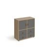 Universal cube storage unit 875mm high on glides with 2 cupboards and 2 sets of drawers - oak with grey inserts - CUBE-BUNDLE-4-KO-OG