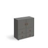 Universal cube storage unit 875mm high on glides with 2 cupboards and 2 sets of drawers - grey with grey inserts - CUBE-BUNDLE-4-OG-OG
