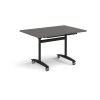 Rectangular deluxe flip top meeting table with black frame 1200mm x 800mm - Onyx Grey - DFLP12-K-OG