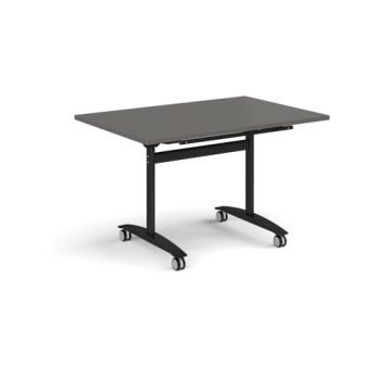 Rectangular deluxe flip top meeting table with black frame 1200mm x 800mm - Onyx Grey - DFLP12-K-OG