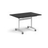 Rectangular deluxe flip top meeting table with silver frame 1200mm x 800mm - Black - DFLP12-S-BK