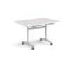 Rectangular deluxe flip top meeting table with silver frame 1200mm x 800mm - Light Grey - DFLP12-S-LG