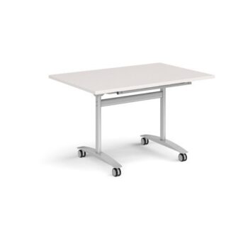 Rectangular deluxe flip top meeting table with silver frame 1200mm x 800mm - Light Grey - DFLP12-S-LG