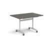 Rectangular deluxe flip top meeting table with silver frame 1200mm x 800mm - Onyx Grey - DFLP12-S-OG