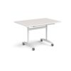 Rectangular deluxe flip top meeting table with white frame 1200mm x 800mm - Light Grey - DFLP12-WH-LG