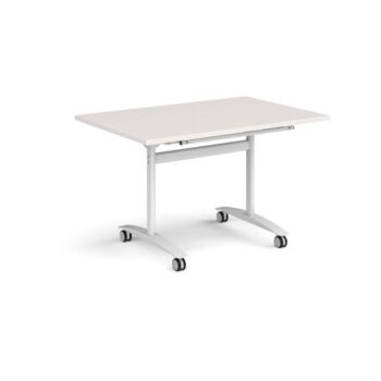 Rectangular deluxe flip top meeting table with white frame 1200mm x 800mm - Light Grey - DFLP12-WH-LG