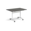 Rectangular deluxe flip top meeting table with white frame 1200mm x 800mm - Onyx Grey - DFLP12-WH-OG