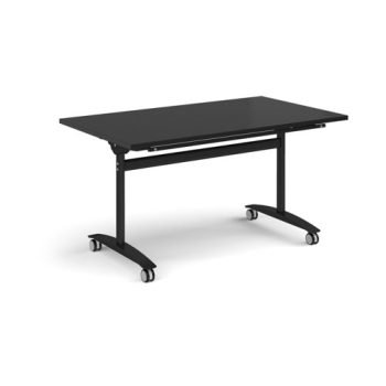 Rectangular deluxe flip top meeting table with black frame 1400mm x 800mm - Black - DFLP14-K-BK
