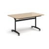 Rectangular deluxe flip top meeting table with black frame 1400mm x 800mm - Kendal oak - DFLP14-K-KO