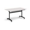 Rectangular deluxe flip top meeting table with black frame 1400mm x 800mm - Light Grey - DFLP14-K-LG