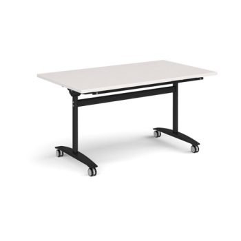 Rectangular deluxe flip top meeting table with black frame 1400mm x 800mm - Light Grey - DFLP14-K-LG