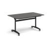 Rectangular deluxe flip top meeting table with black frame 1400mm x 800mm - Onyx Grey - DFLP14-K-OG