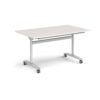 Rectangular deluxe flip top meeting table with silver frame 1400mm x 800mm -Light Grey - DFLP14-S-LG