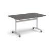 Rectangular deluxe flip top meeting table with silver frame 1400mm x 800mm -Onyx Grey - DFLP14-S-OG