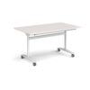 Rectangular deluxe flip top meeting table with white frame 1400mm x 800mm - Light Grey - DFLP14-WH-LG