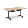 Rectangular deluxe flip top meeting table with black frame 1600mm x 800mm -Kendal oak - DFLP16-K-KO