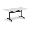 Rectangular deluxe flip top meeting table with black frame 1600mm x 800mm -Light Grey - DFLP16-K-LG